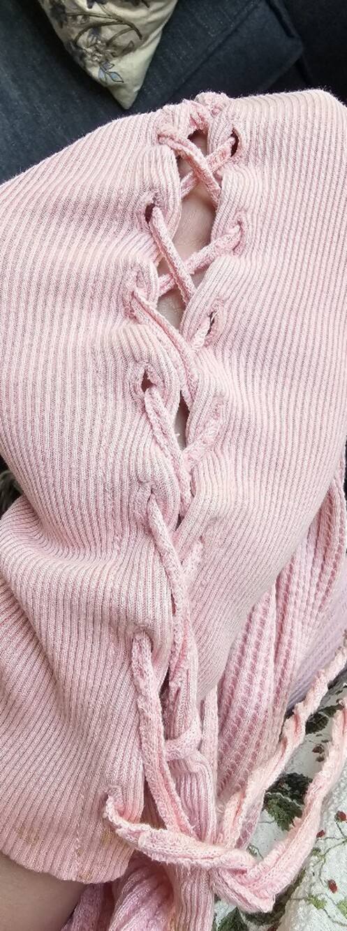 Free People FP One Lace Up Sleeve Thermal Top Pink XL - Picture 7 of 8